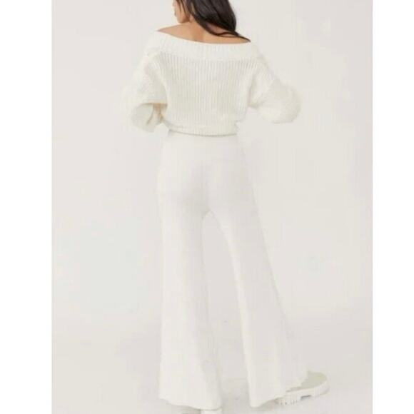 Free People Emilie Sweater Set Size XS White Whisper Cable Knit Lounge - Picture 4 of 12